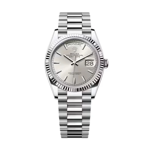 Superclone Rolex Day-Date Silver Dial 128236-0001 36 mm