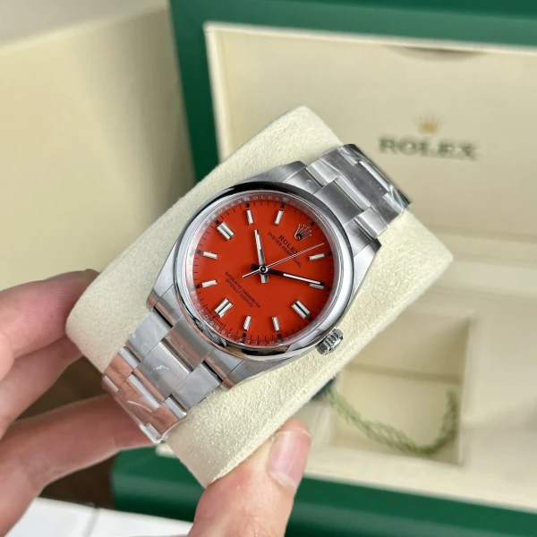 Replica Rolex Oyster Perpetual Coral Red Dial 124300 41 mm