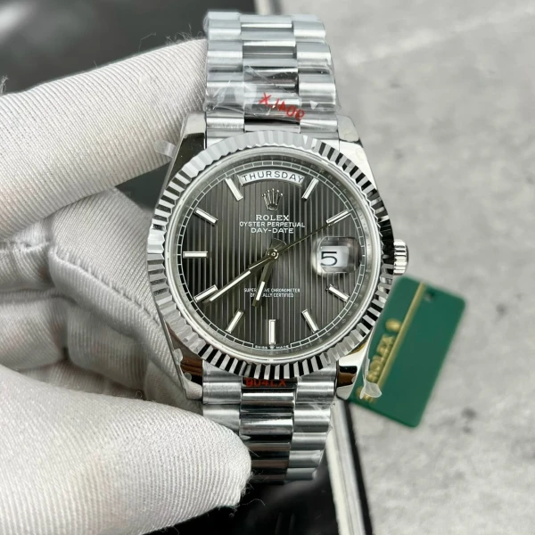 Superclone Rolex Day-Date Grey Stick Tapestry Dial 228239-0002 40 mm