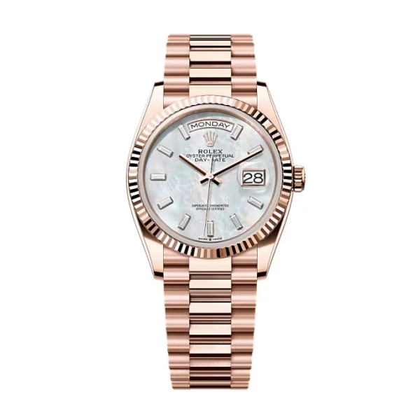 Superclone Rolex Day-Date White Mother-of-Pearl Diamond Dial 128235-0078 36 mm