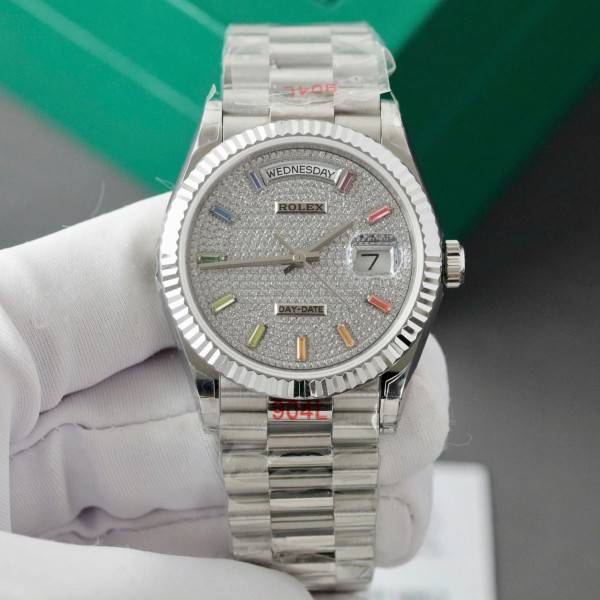 Superclone Rolex Day-Date Diamond-Paved Dial 128236-0003 36 mm