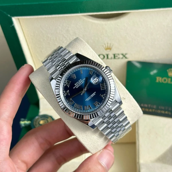 Replica Rolex Datejust Blue Dial 126334 Jubilee Roman Dials 41 mm