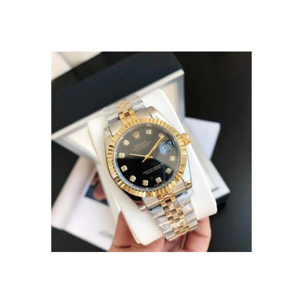 Replica Rolex Datejust RG/SS Jub Black/Dia 36/28 mm