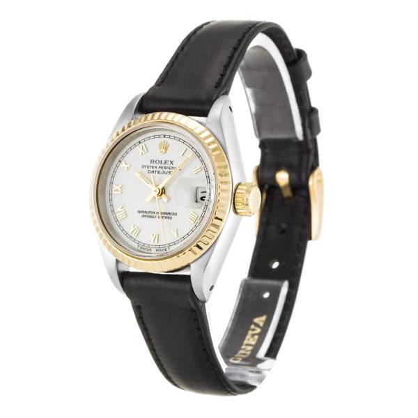 Replica Rolex Lady-Datejust White Dial 69173 Leather 26 mm