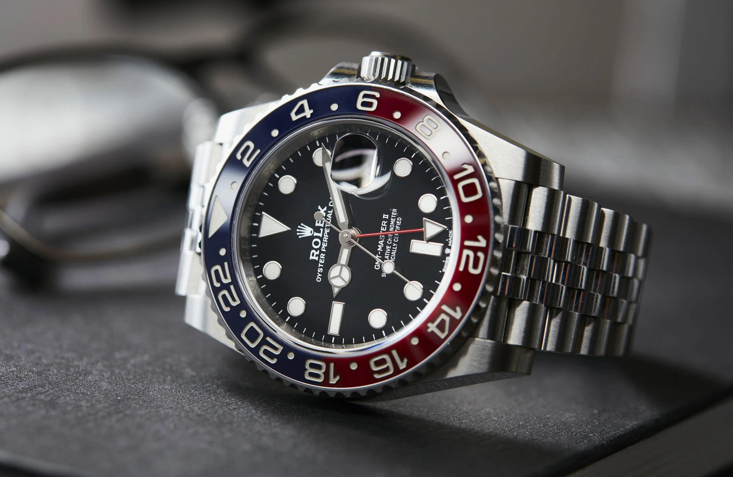 Rolex GMT-Master II Pepsi on wrist showing the coveted blue-red bezel