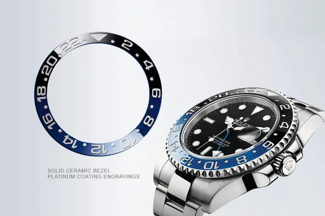 Ceramic bezel with platinum-filled engraving &ndash; GMT 2025